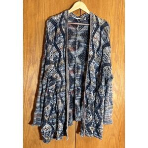 Soft Surroundings L/XL Pendley Multicolor Open Front Knit Cardigan Sweater Boho